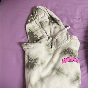 Tie-Dye Hoodie with Pink Logo